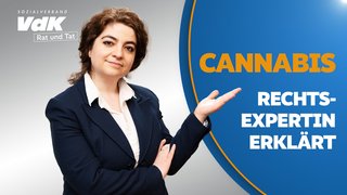 Thumbnail für das Video mit einem Bild von Elahe Jafari-Neshat und dem Text "Cannabis - Rechtsexpertin erklärt"
