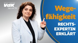 Thumbnail für das Video mit einem Bild von Elahe Jafari-Neshat und dem Text "Wegefähigkeit - Rechtsexpertin erklärt"