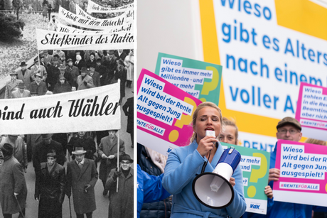 Collage: VdK-Demonstationen von 1963 und 2018