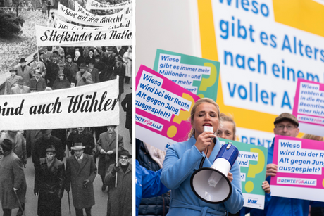 Collage: VdK-Demonstationen von 1963 und 2018