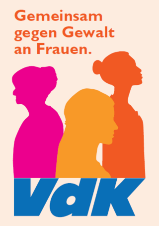 Die Grafik zeigt verschiedene bunte Silhouetten von Frauen, dazu den Text "Gemeinsam gegen Gewalt an Frauen. VdK"