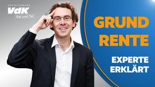 Thumbnail für das Video mit einem Bild von Daniel Overdiek und dem Text "Grundrente - Experte erklärt"