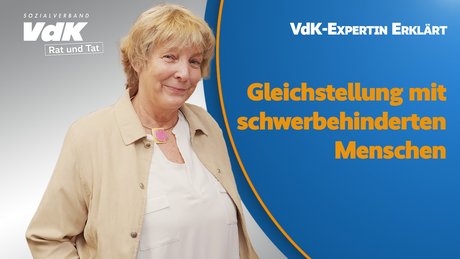 Thumbnail für das Video mit einem Bild von Dorothee Czennia und dem Text "Gleichstellung mit schwerbehinderten Menschen"